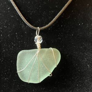 #89 handmade seaglass necklace aqua
